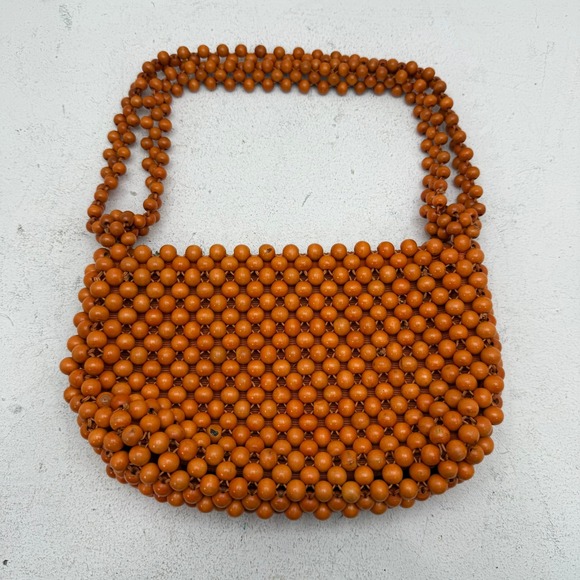 A Sarne Import Handbags - VTG 60s A Sarne Import Japan Made Wood Bead Shoulder Bag Atomic Orange Retro